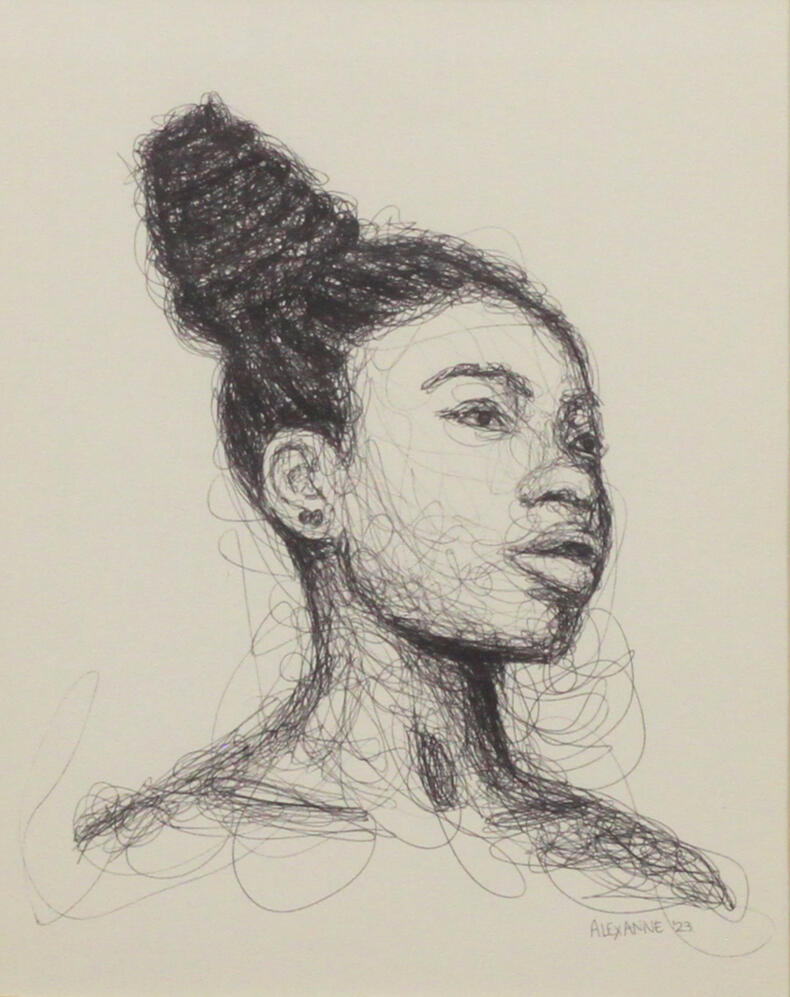 Ténacité, 9"x12", 2023, Stylo sur papier. (Vendu)