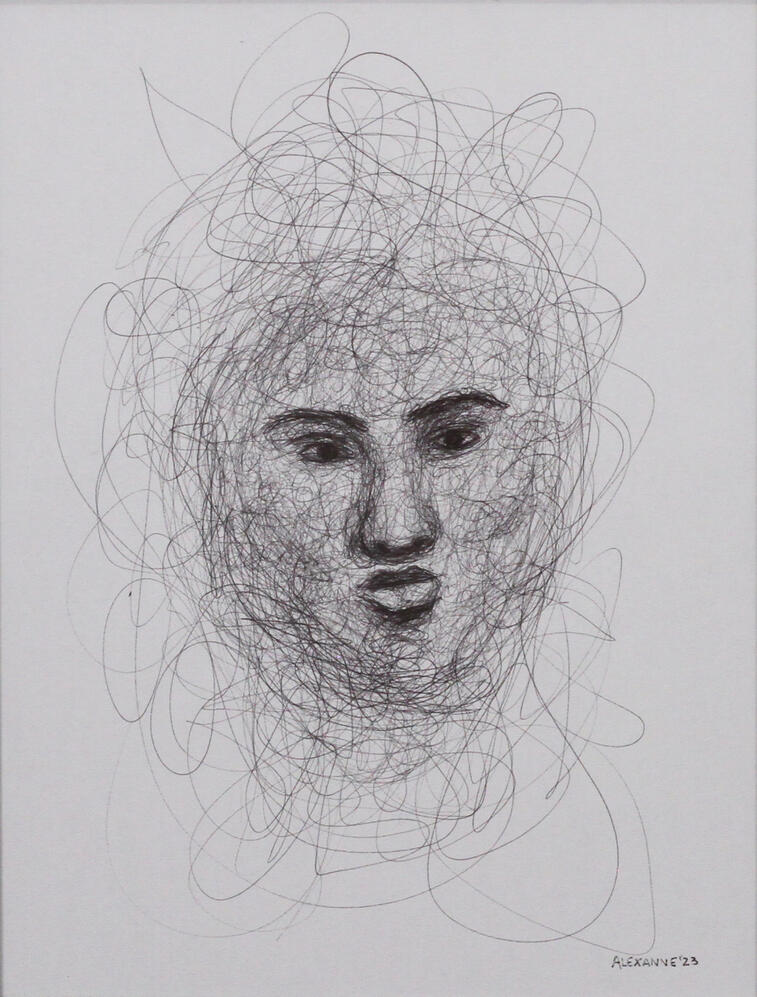 Perdu, 9"x11", 2023, Stylo sur papier. (Vendu)