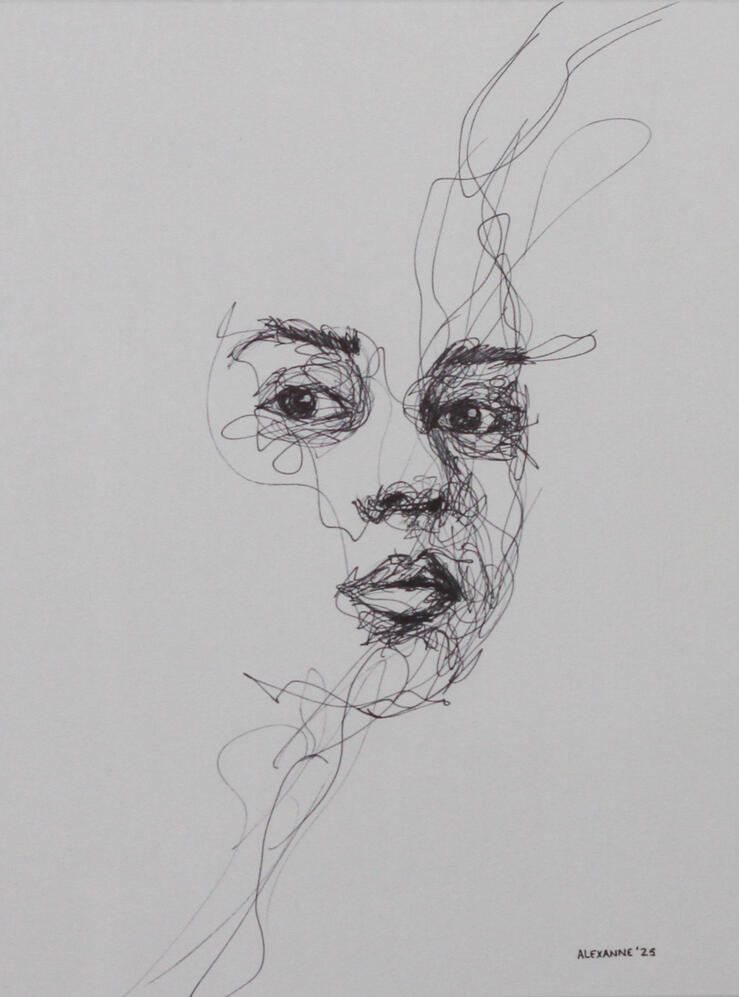 Sérénité, 9"x12", 2025, Sharpie sur papier. (Vendu)