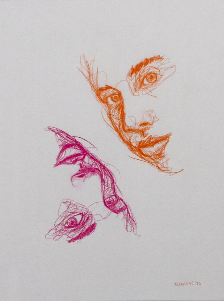 Mondes parallèles, 9"x12", 2025, Sharpie sur papier. (Vendu)