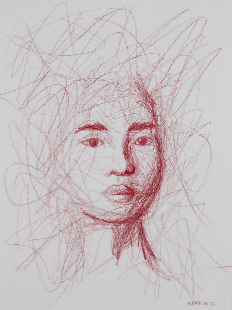 Émergence, 9"x12", 2026, Crayon de bois sur papier, 150$ encadré ou 140$ sans encadrement