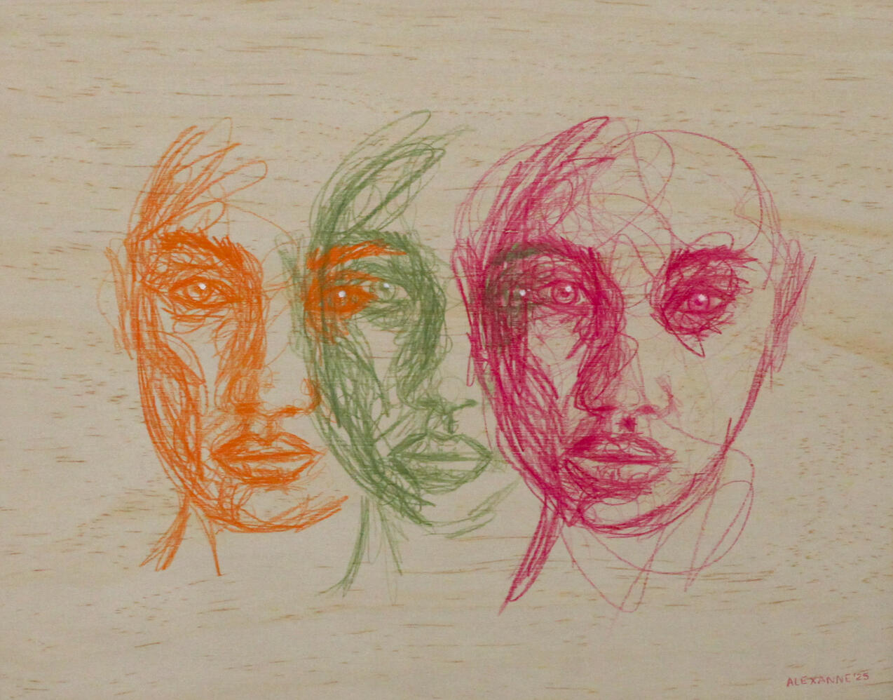 Itérations, 11"x14", 2025, Crayon de bois sur panneau de bois 3/4" de profond, 175$