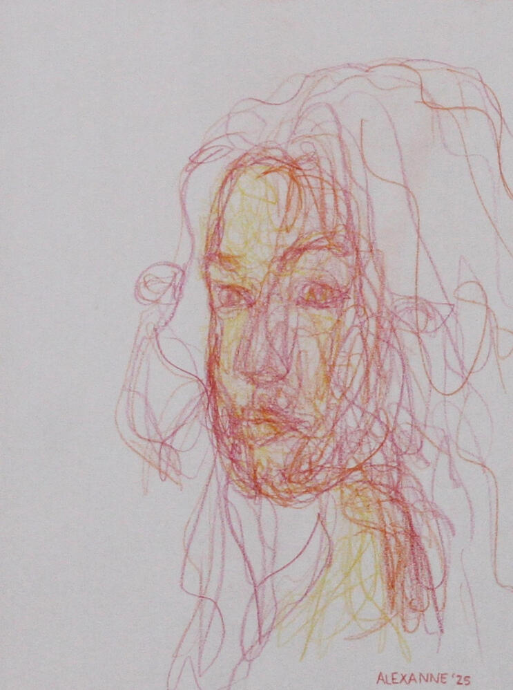 Espoir Rosé, 9"x12", 2025, Crayon de bois sur papier, 150$ encadré ou 140$ sans encadrement