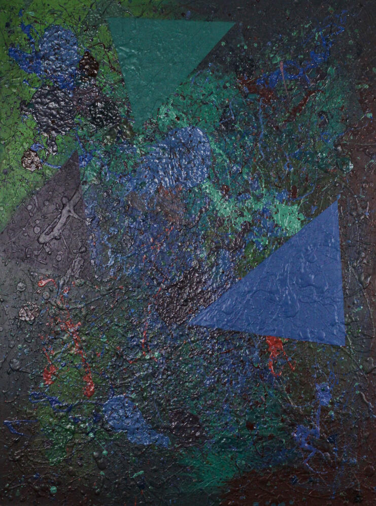 Tourbillon triangulaire, 36"x48", 2014, Acrylique sur massonite, 700$