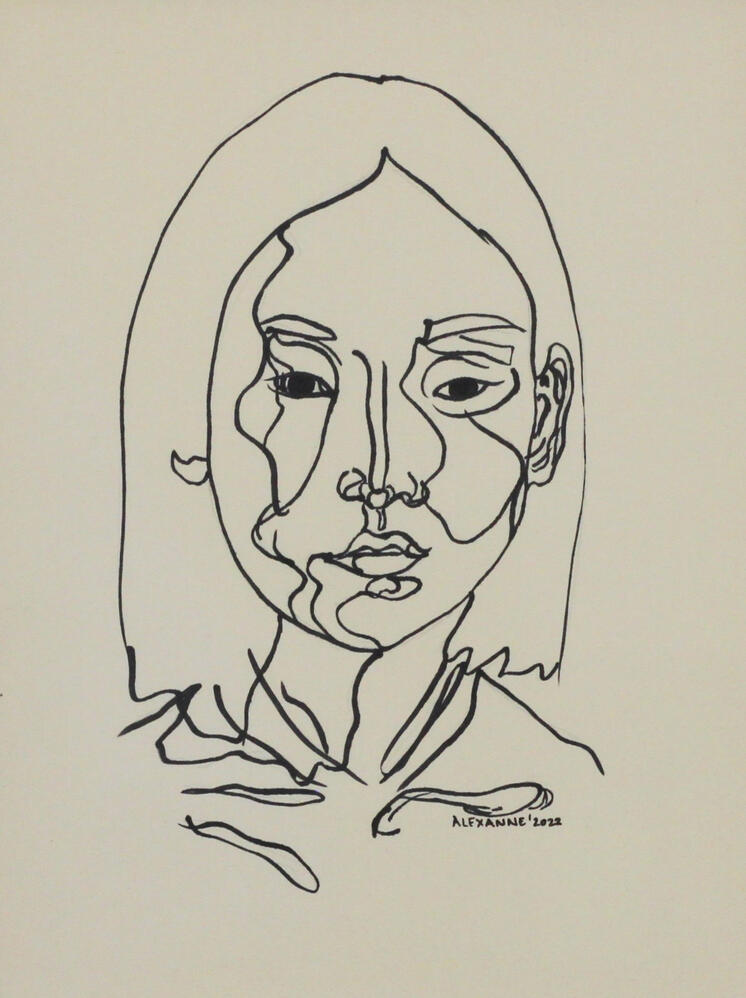 Gravitas, 9"x12", 2022, Feutre sur papier, 150$ encadré ou 140$ sans encadrement