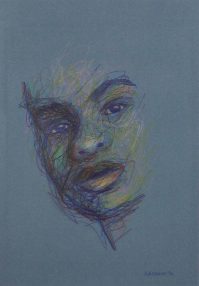 Intrigué, 9"x12", 2026, Crayon de bois sur papier, 150$ encadré ou 140$ sans encadrement