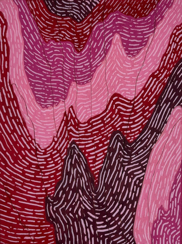 Mirage, 6''x8'', 2025, Acrylique et contreplaqué scié sur panneau de bois galerie, 150$