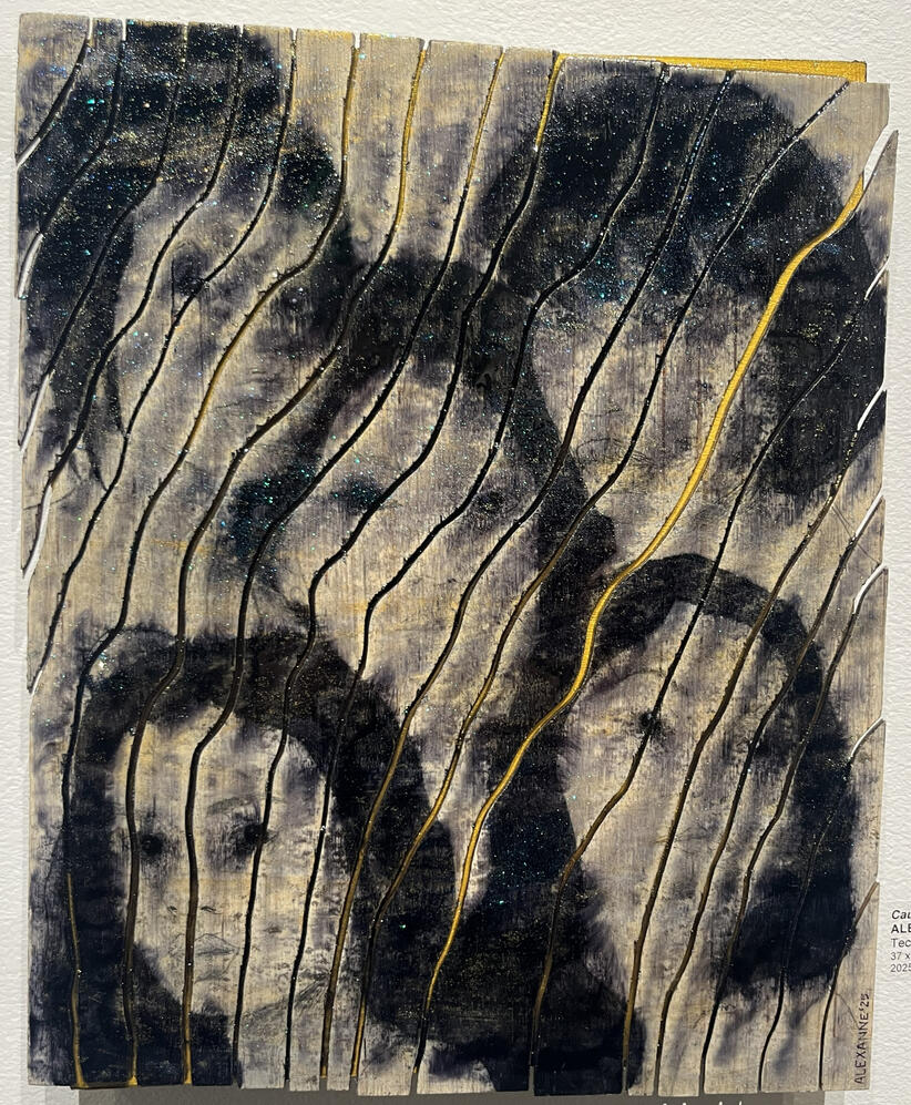 Cauchemar, 11''x14'', 2025, Tecniques mixte, époxy et contreplaqué scié sur panneau de bois, 250$
