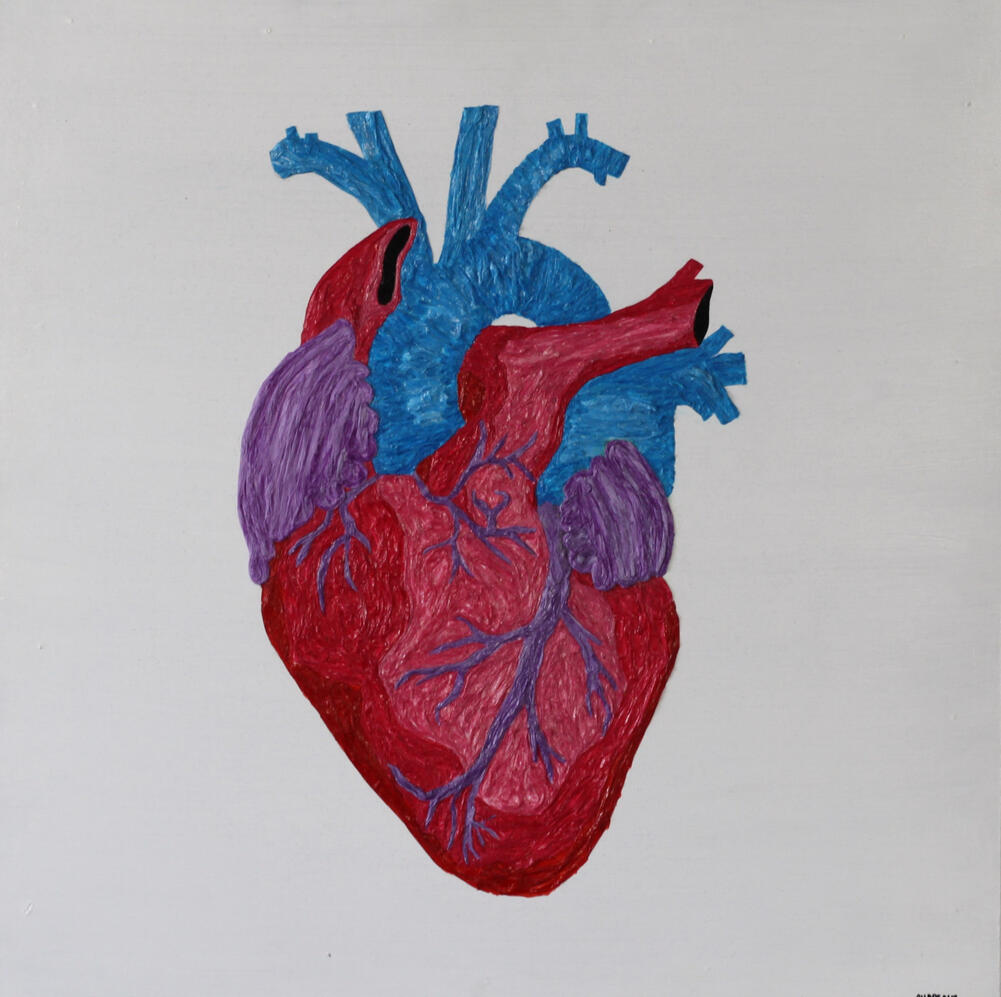Cœur en couleur, 24"x24", 2017, Papier de soie sur panneau, 550$