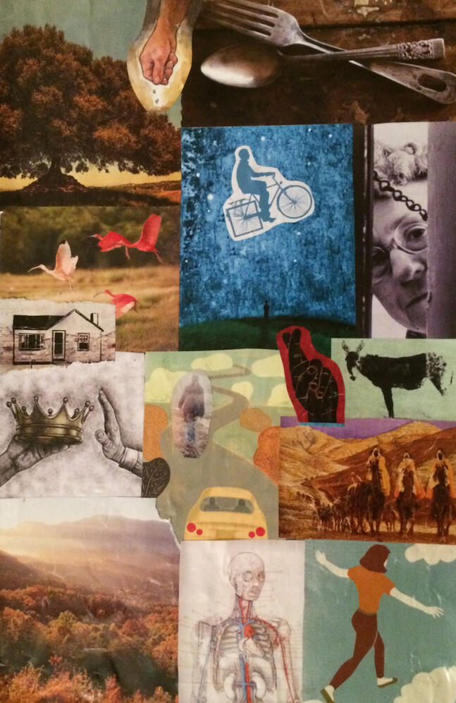 Agenda d'écolier, 6"x9", 2015, Collage, 75$ encadré ou 65$ juste l'oeuvre